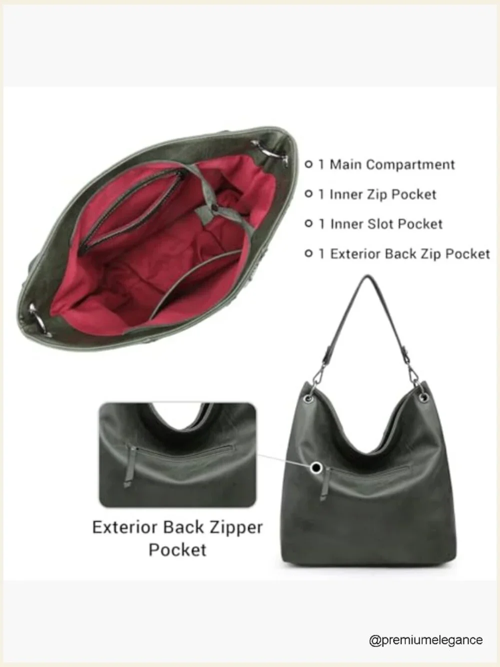 Large Vegan Leather Hobo Bag Crossbody Shoulder Tote Purse Laptop Wallet Set